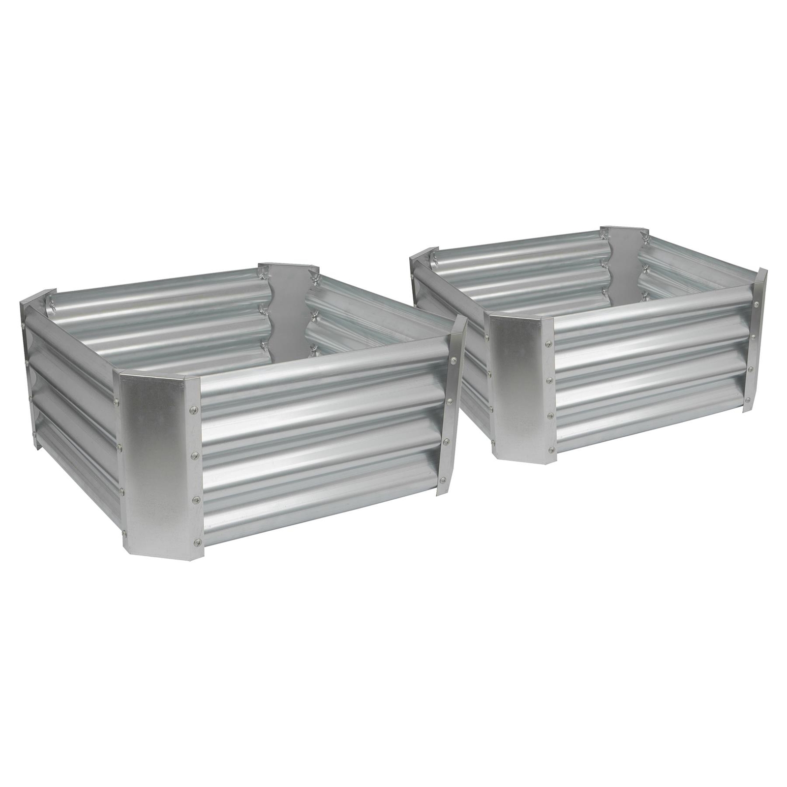 2x Silver 60cm x 60cm Square Galvanised Steel Raised Garden Beds Planter Box