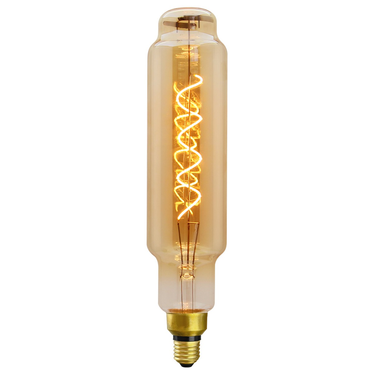 LED Vintage Tubular Spiral Filament Light Bulb Smoked Gold Glass 4W E27 TT75G