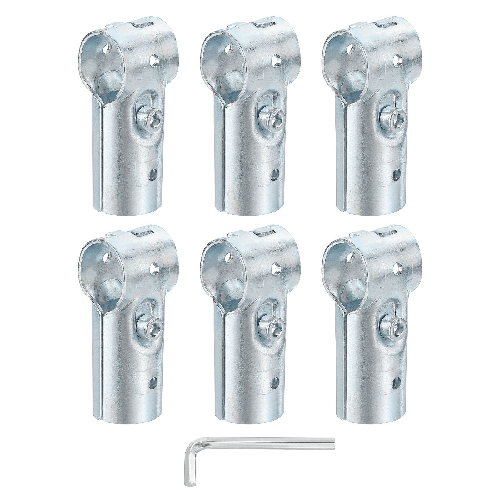 6Pcs Tee Pipe Clamp Connector, 2 Way End Rail Clamps Fit OD 1-1/4" (32mm) Tube