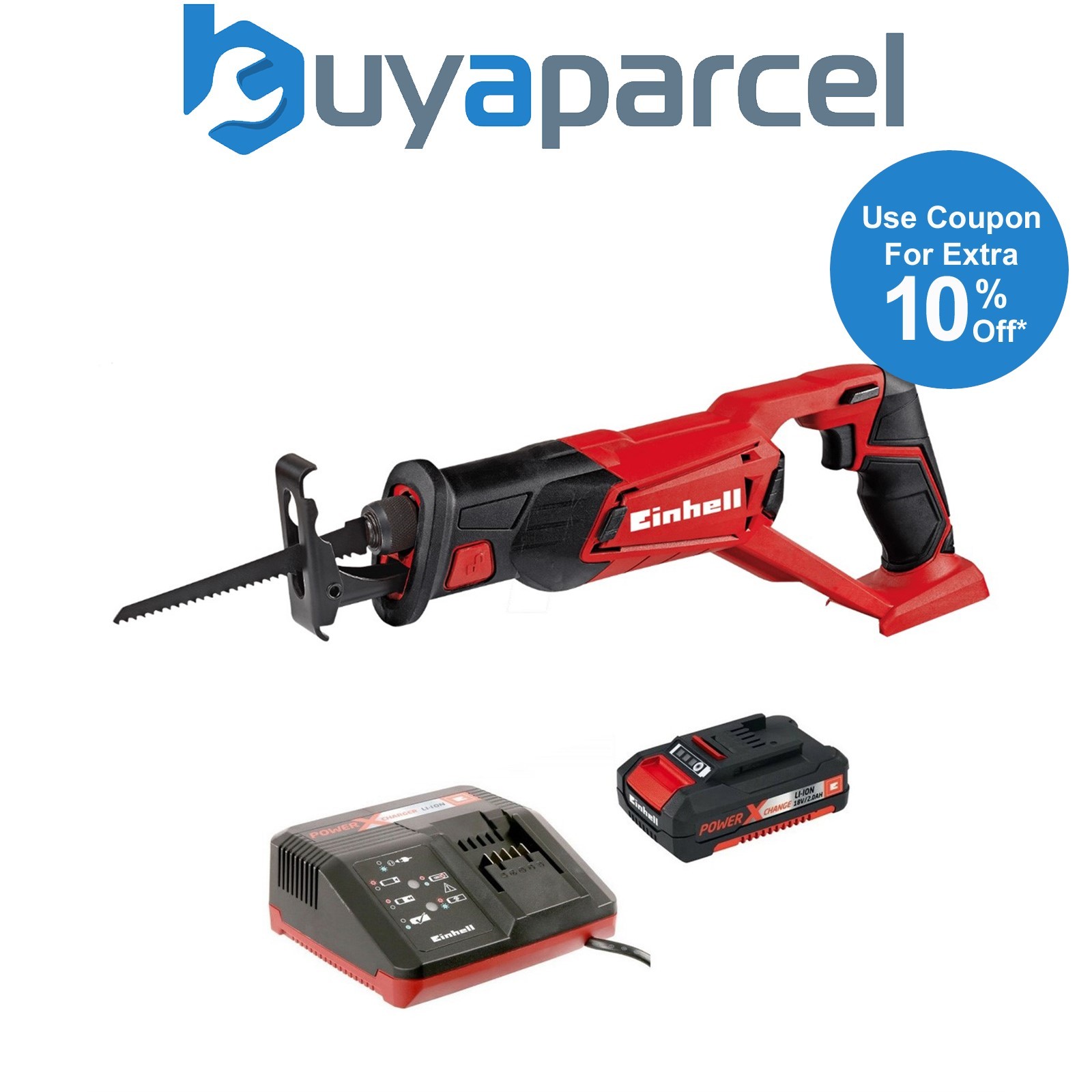Einhell Cordless Reciprocating Recip Saw Power X Change 18v + 2ah TE-AP 18LI