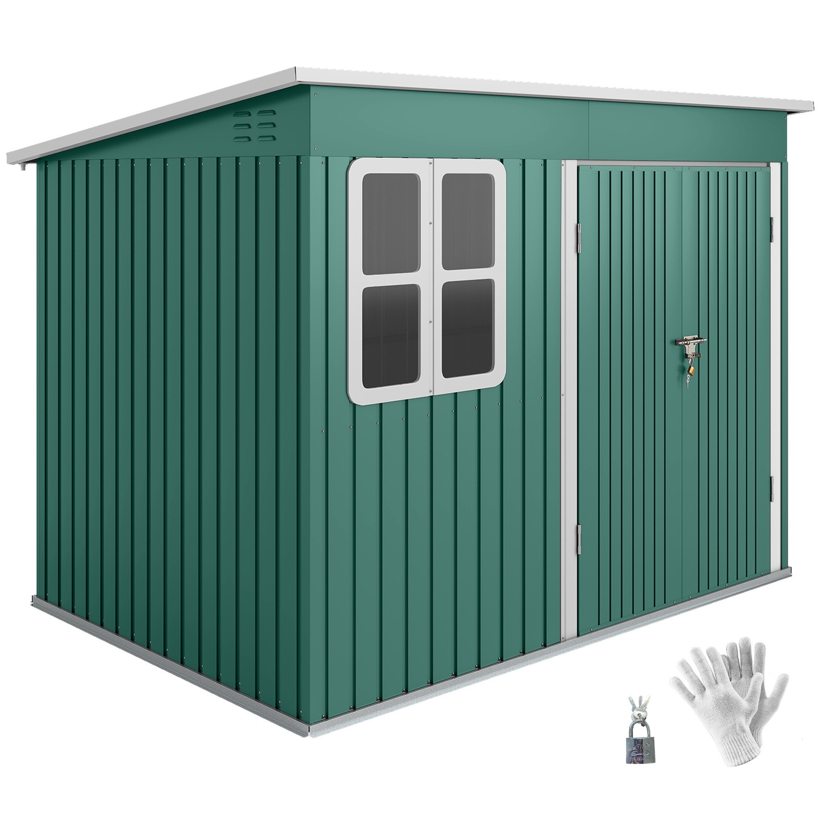 Outsunny 8.5 x 6ft Galvanised Steel Garden Shed with Foundation Kit, Green