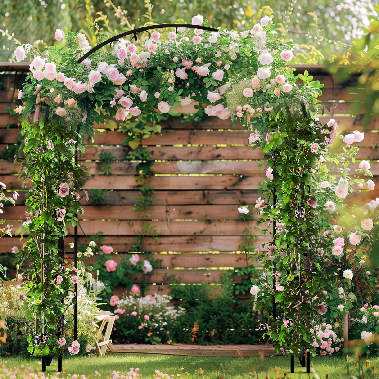Large Metal Garden Arch Trellis Garden Path Gate Dome for Climbing Plants Vines