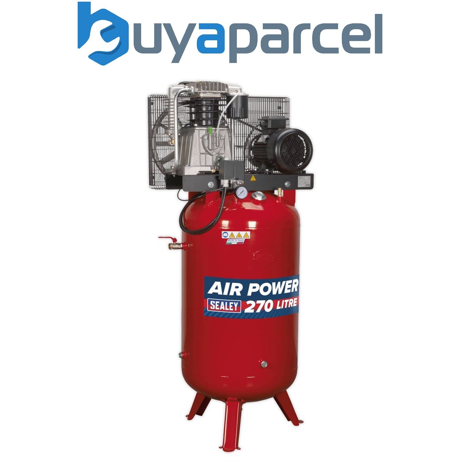 Sealey SACV52775B 270L Vertical Belt Drive Air Compressor with Cast Cylinders 7.