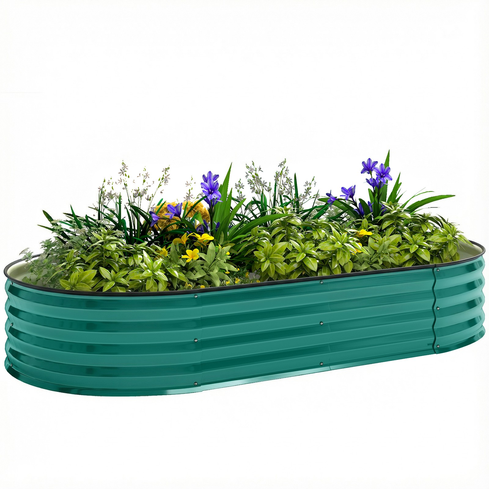 Outsunny Galvanised Raised Garden Bed Planter Box, Light Green