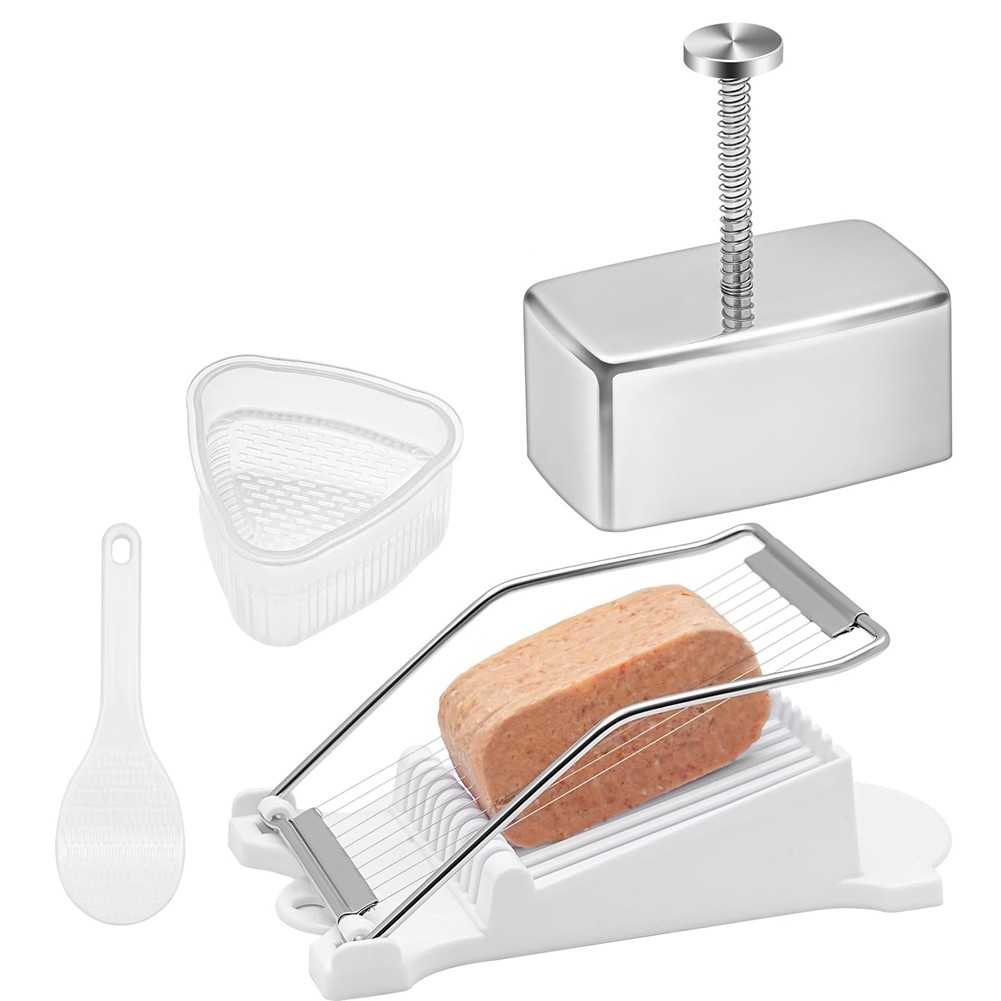 Onigiri Mold Set Stainless Steel Musubi Mold with Slicer and Triangle Rice 4974