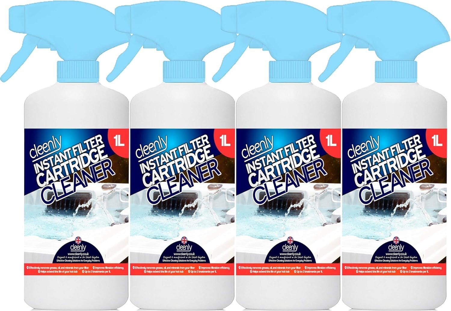 Cleenly Hot Tub Instant Filter Cleaner Spa Pool Deep Cleaning Spray 4L