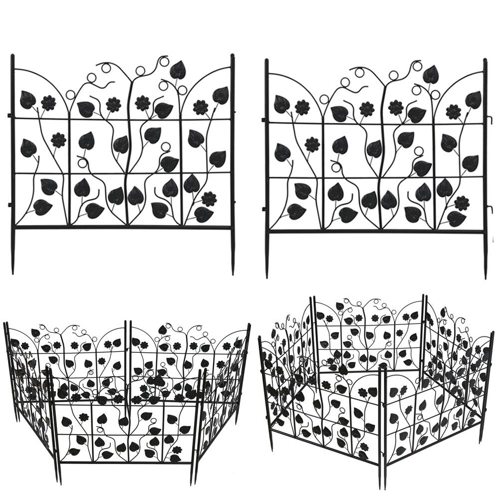 5 Panels Garden Decorative Fence Folding Wire Patio Steel Interlockable Fences