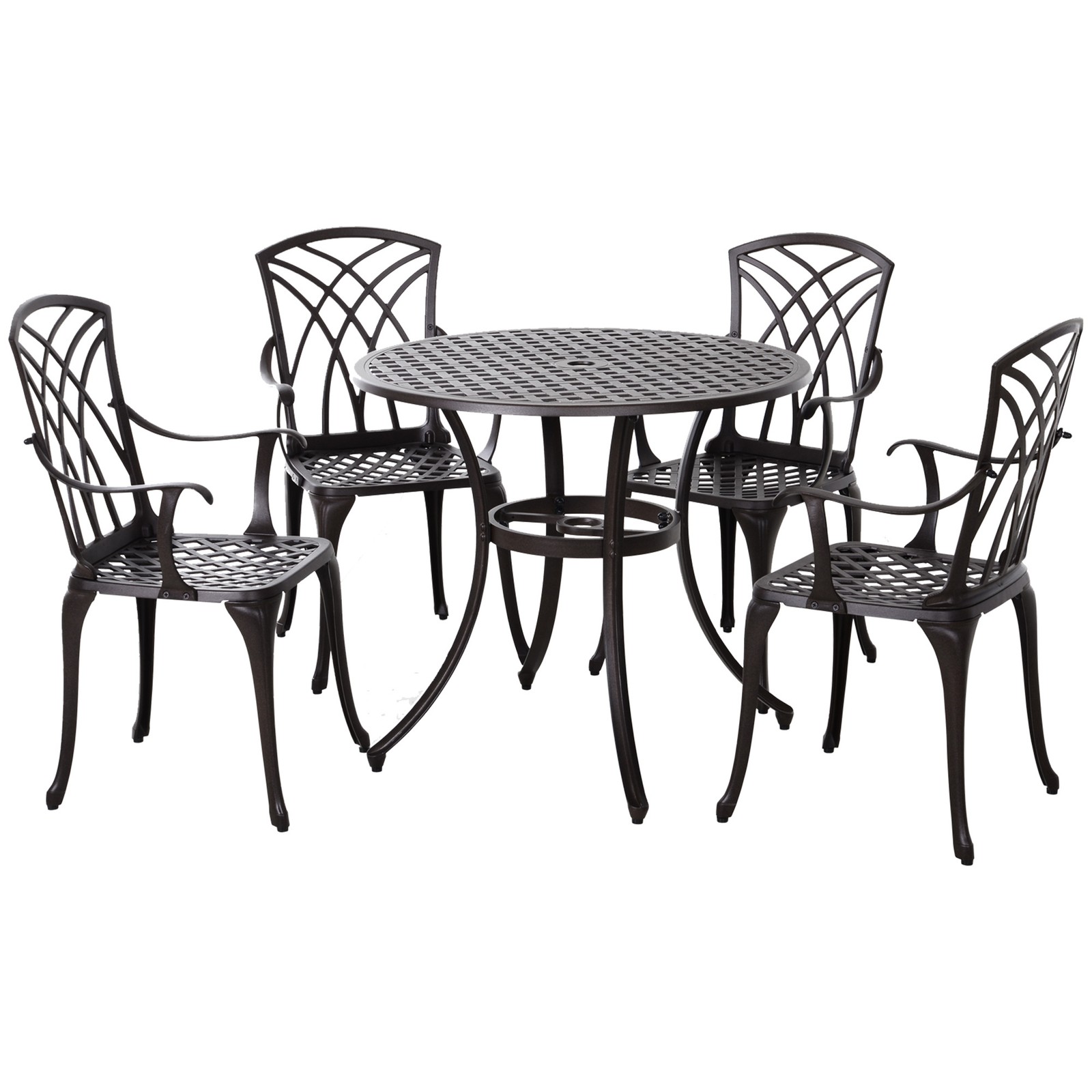 Outsunny 5 PCs Garden Dining Set, Garden Furniture Set, Brown