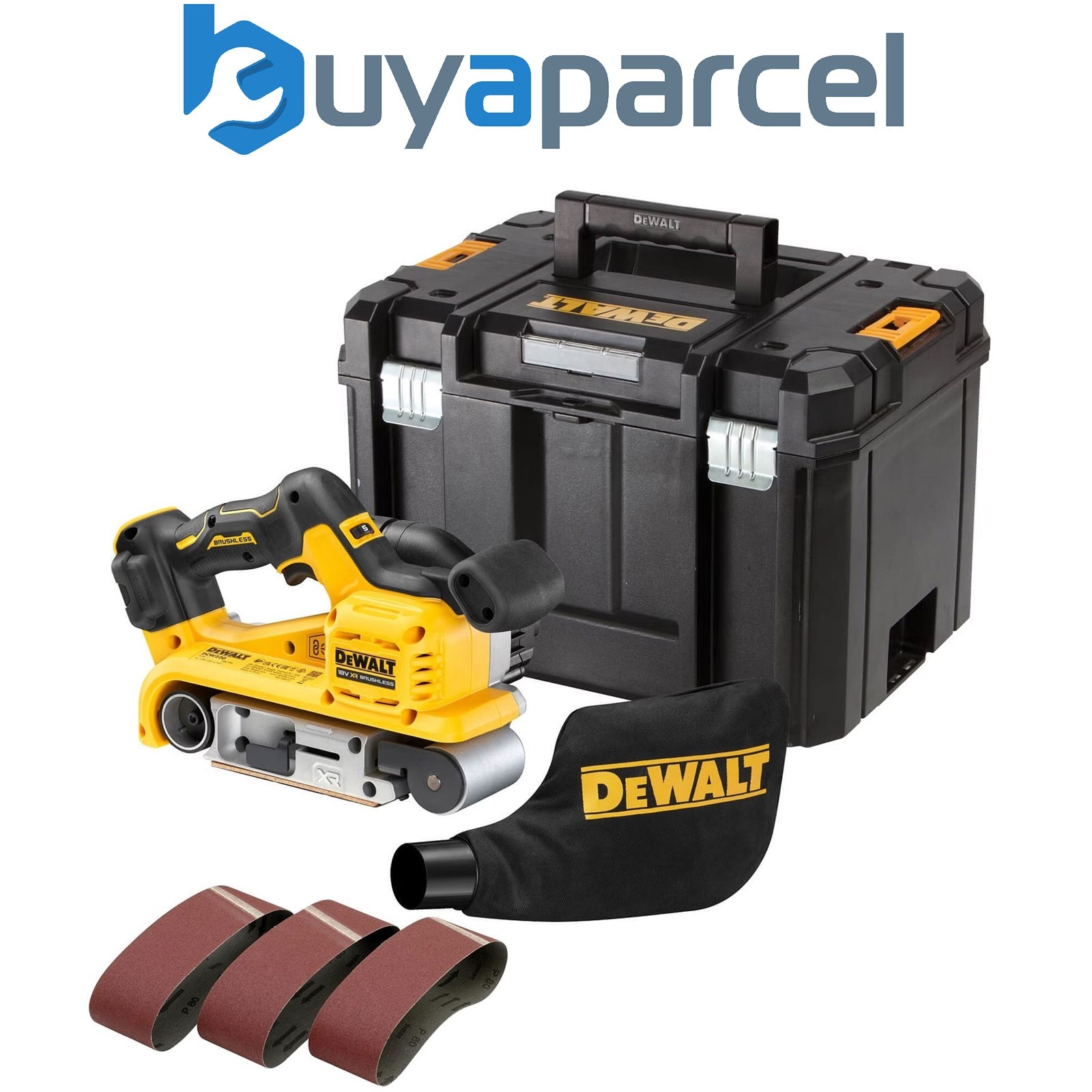 Dewalt 18v DCW220NT Cordless Brushless XR Belt Sander 75mm + Tstak + 3 Sheets