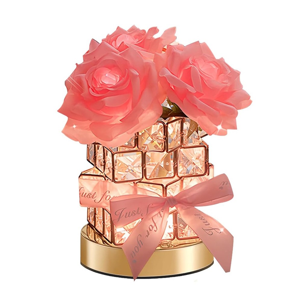 Rose Lamp 3 Colour Infinitely Dimming Battery Powered Small Night Light9882