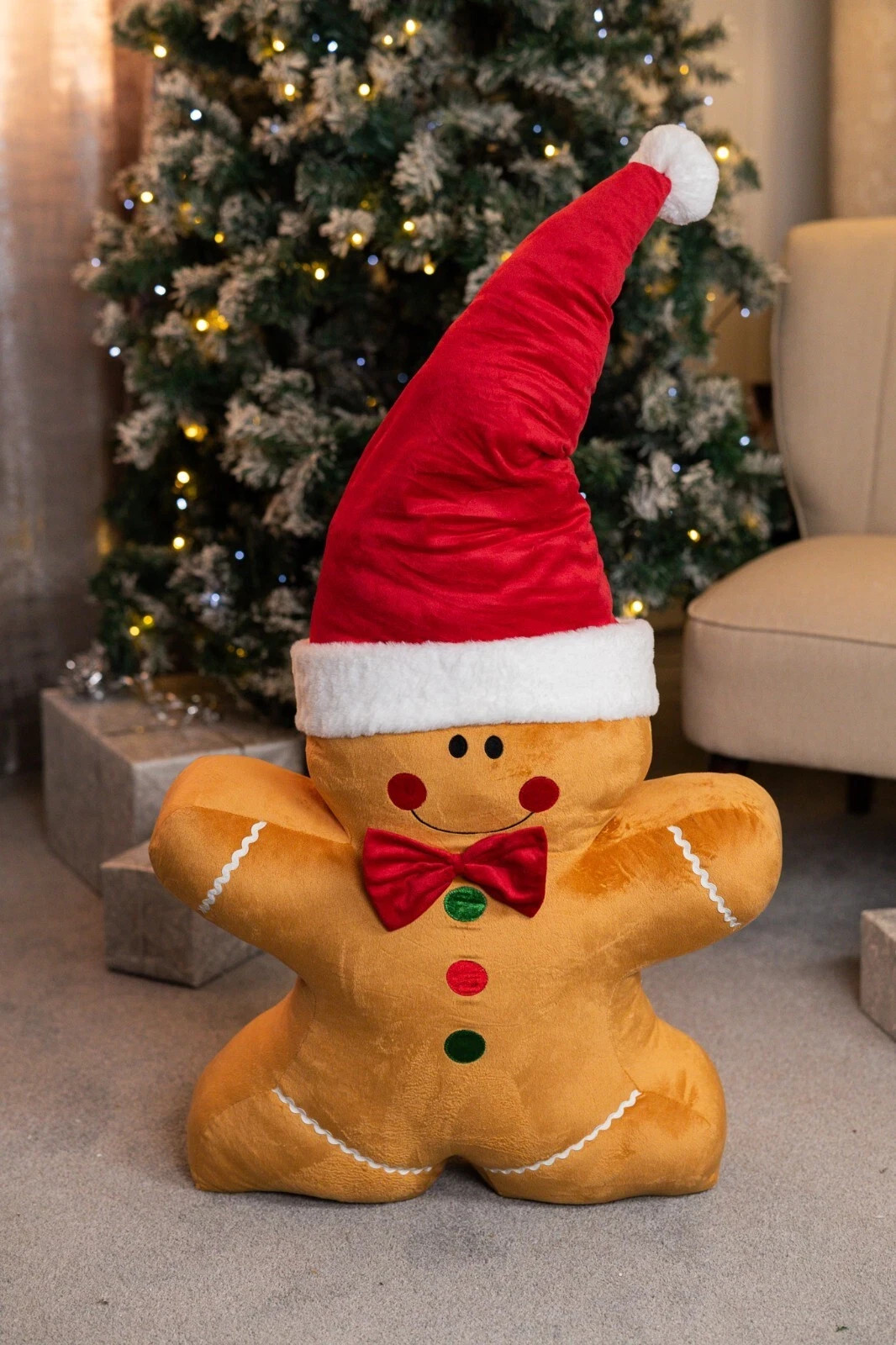 Christmas Gingerbread Figure Soft Plush Home Decor Toy Small Xmas Gift 127cm