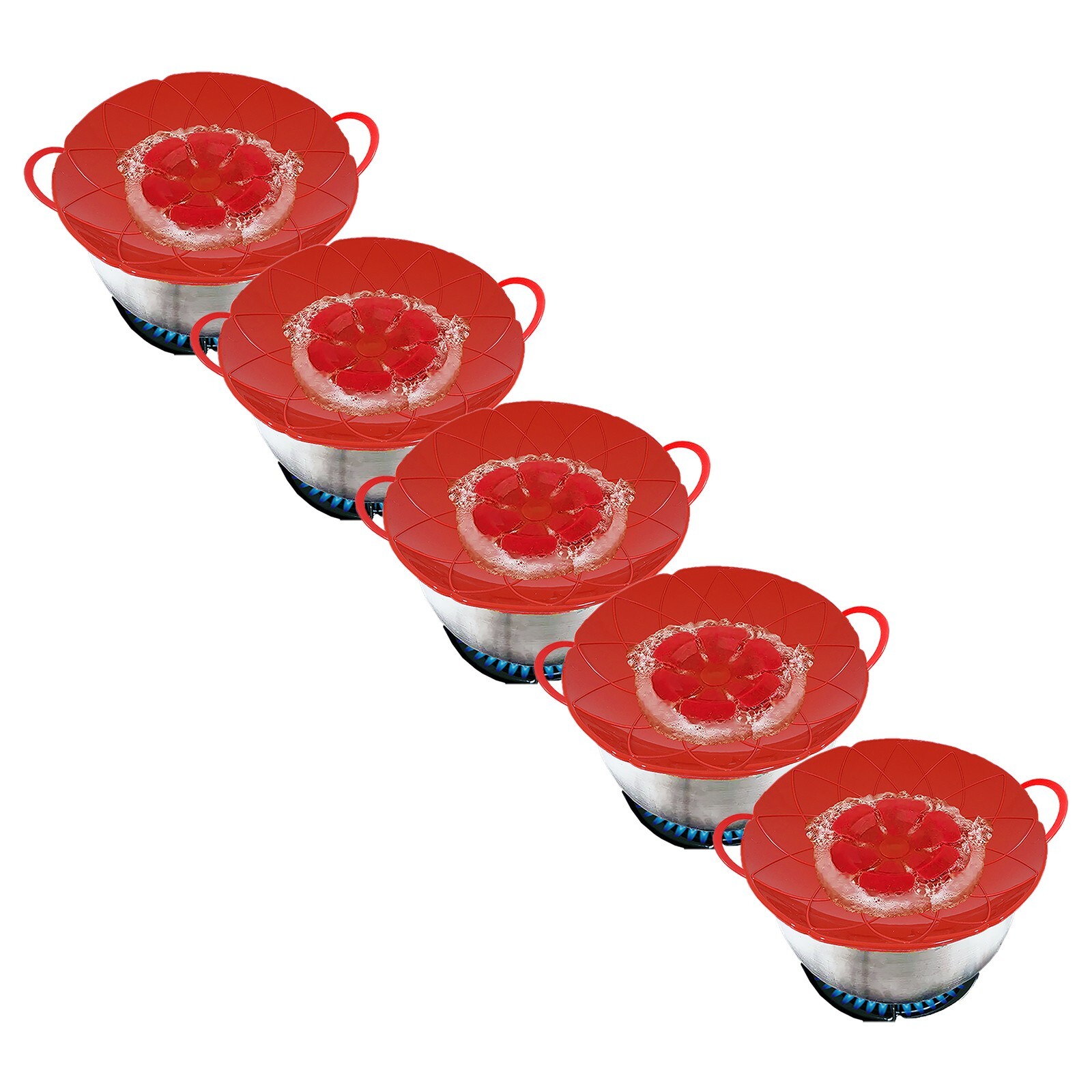 Pan Lid Splash Guard Silicone Saucepan Pot Steamer Microwave Overflow Covers x 5