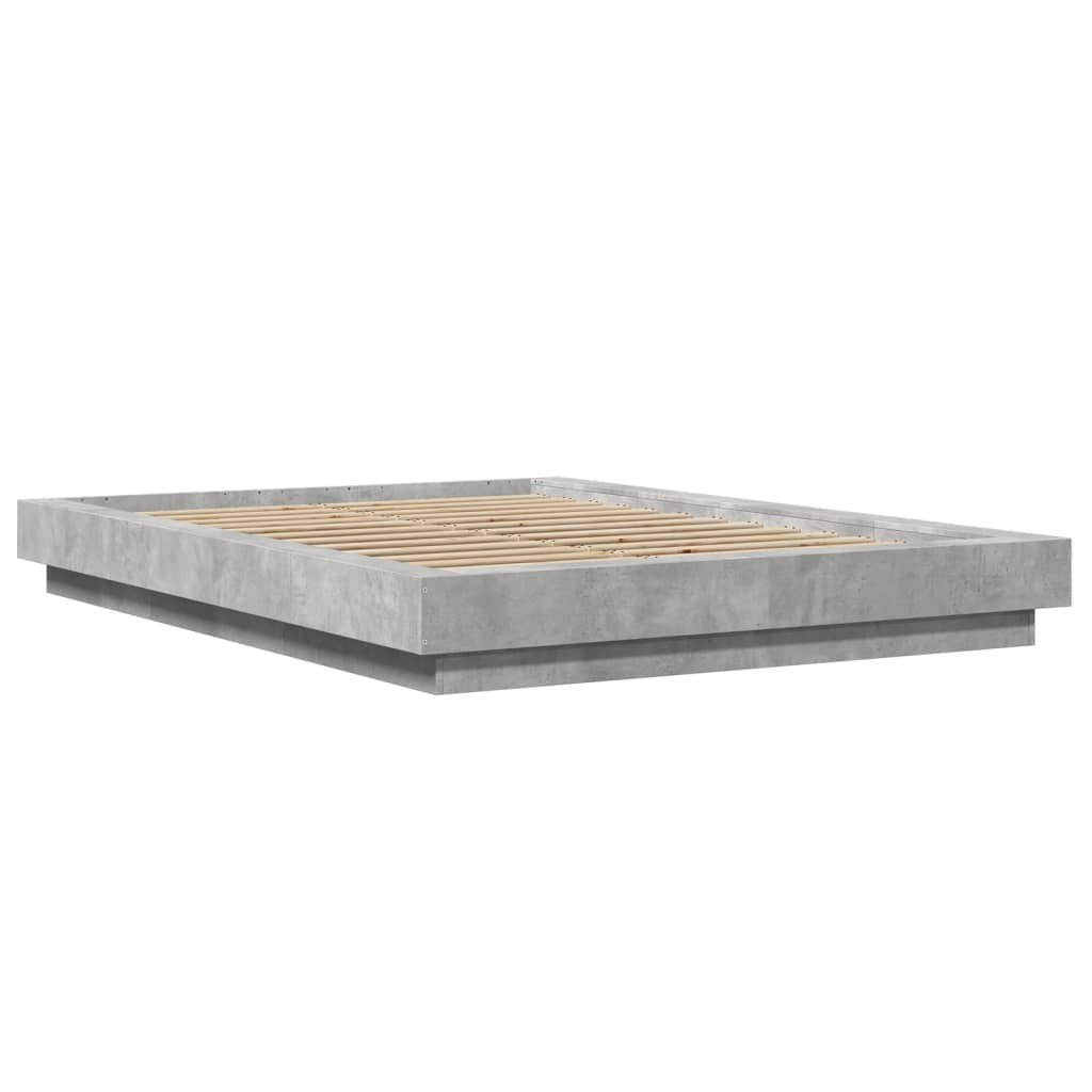 Bed Frame with LED Lights Concrete Grey 120x190cm Engineered Wood vidaXL