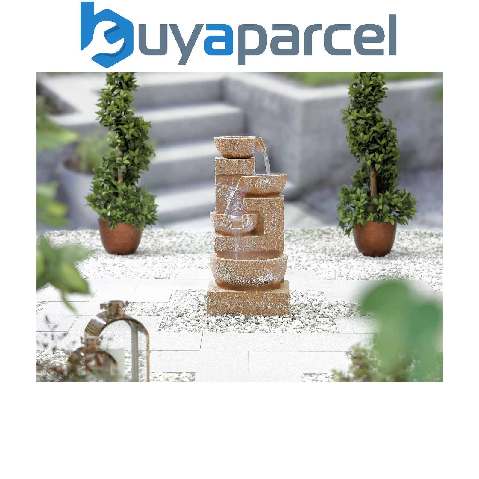 Easy Fountain Sparkling Bowls LED Garden Water Feature Modern Stone Effect