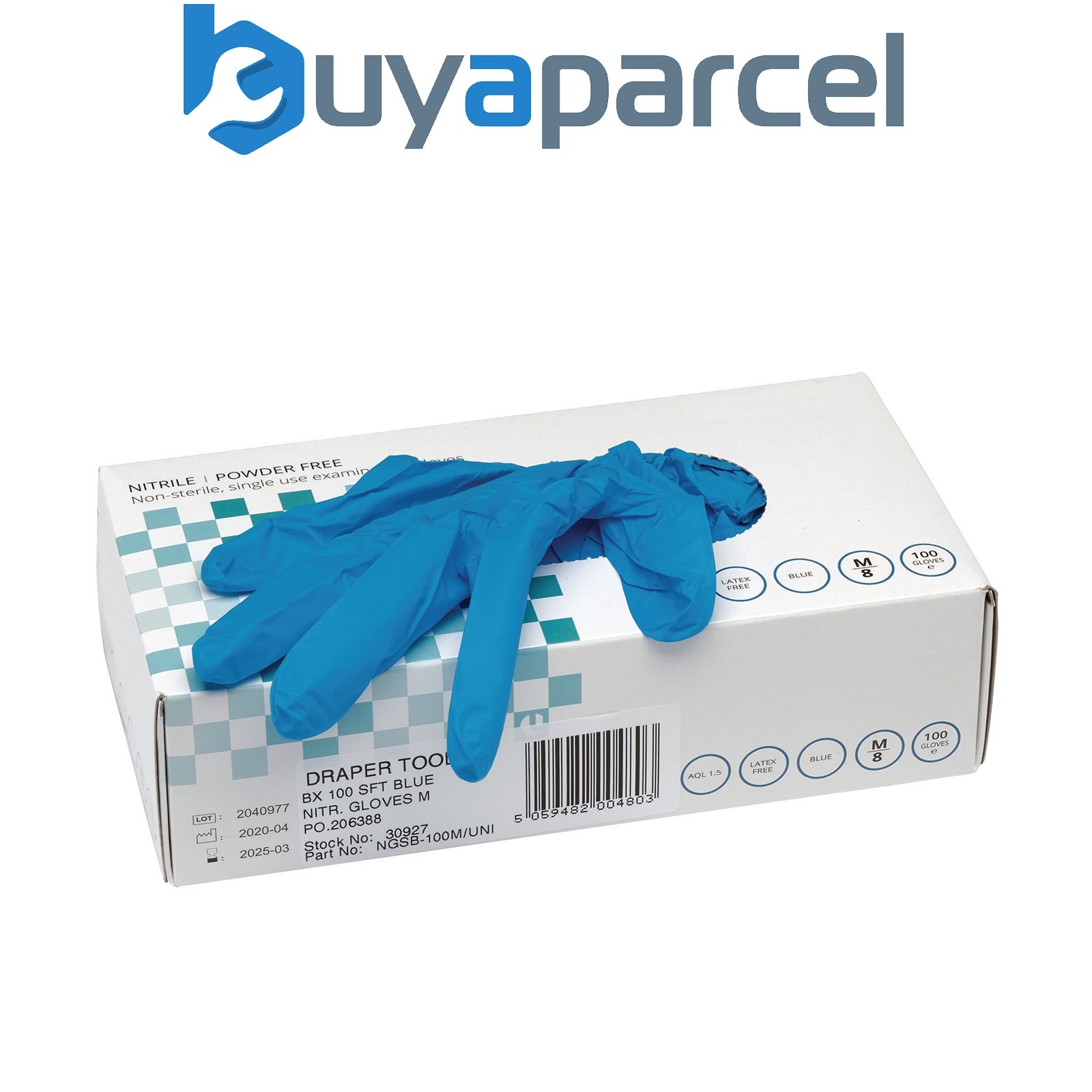 Draper 30927 Nitrile Gloves, Medium, Blue (Pack of 100)