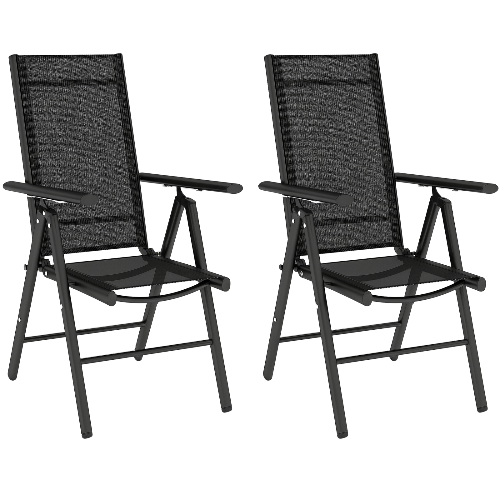 Outsunny 2PCS Folding Chair w/ Breathable Mesh Back and Seat, Black