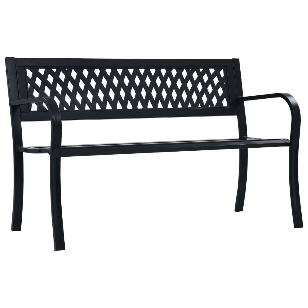 Garden Bench Black Steel Patio Deck Outdoor Camping Picnic Benches vidaXL