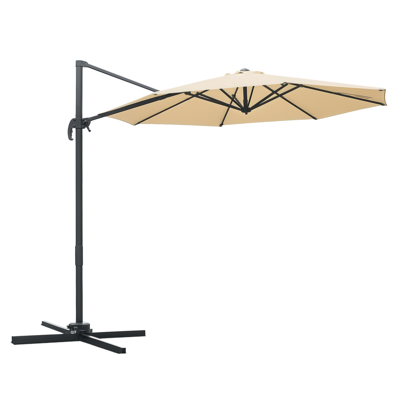 Outsunny 3(m) Garden Banana Parasol Patio Cantilever Hanging Umbrella Beige