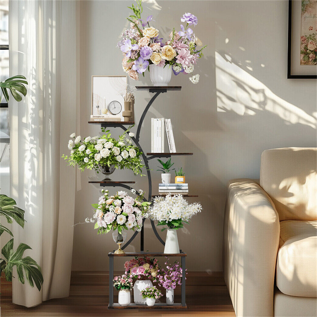 Tree-Shaped Industrial Plant Stand Multiple Potted Flower Holder Window Shelf