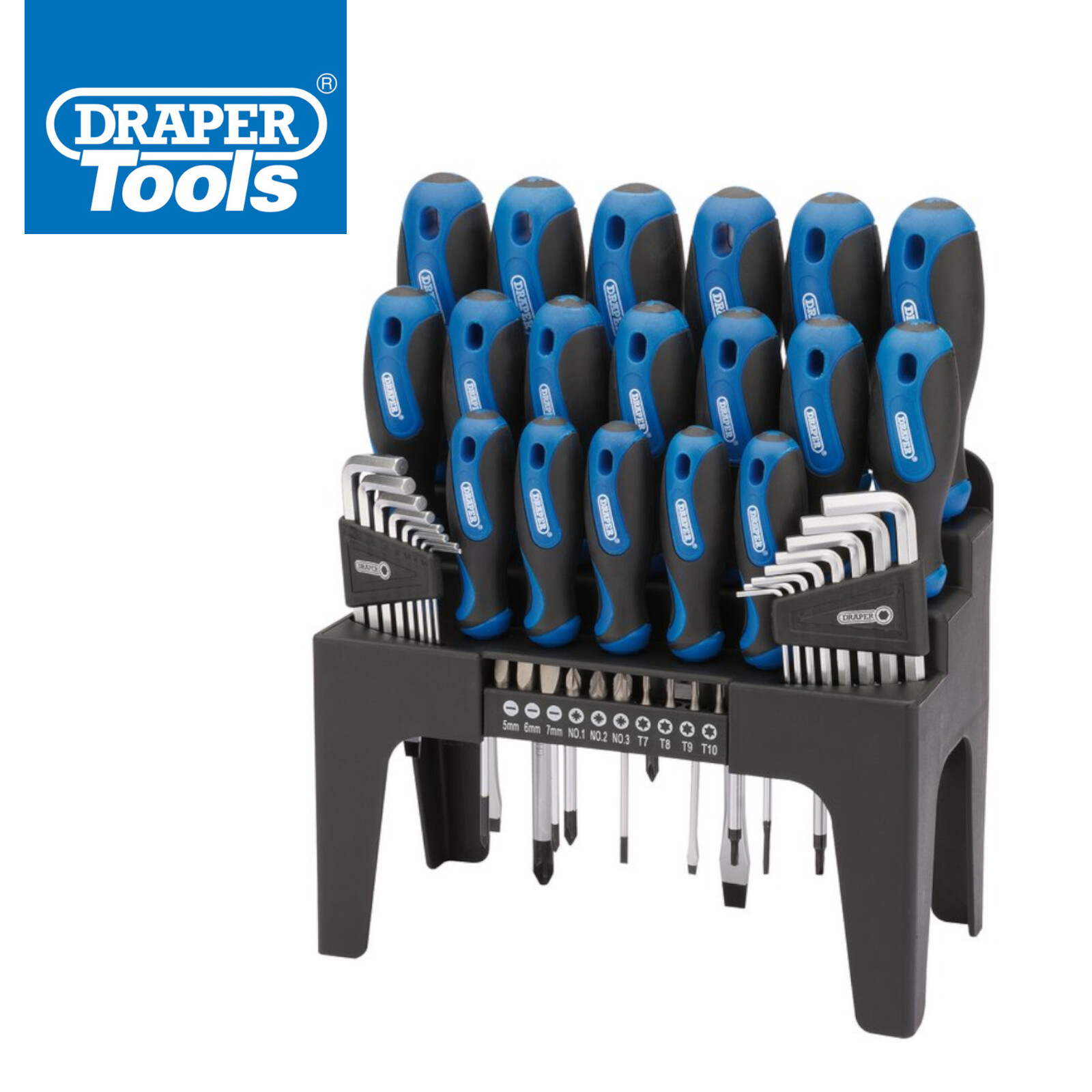 Draper 81294 Soft Grip Screwdriver Hex Key and Bit Set 44pc In Storage Stand