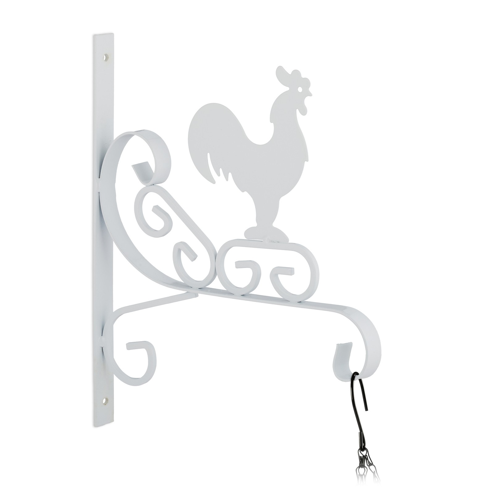 Hanging Basket Bracket Wall Mounted Plant Hanger Hook Flower Rooster White