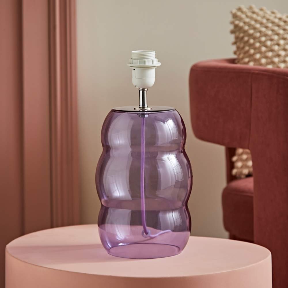 Lilac Glass Table Lamp Modern Living Room Bedroom Bedside Light Base Only