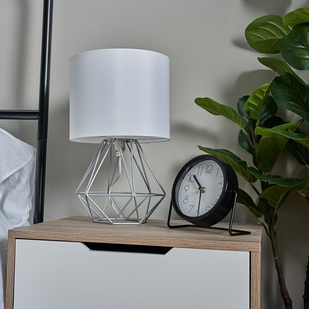 Bedside Table Lamp Industrial Metal Living Room Desk Light Geometric LED Bulb
