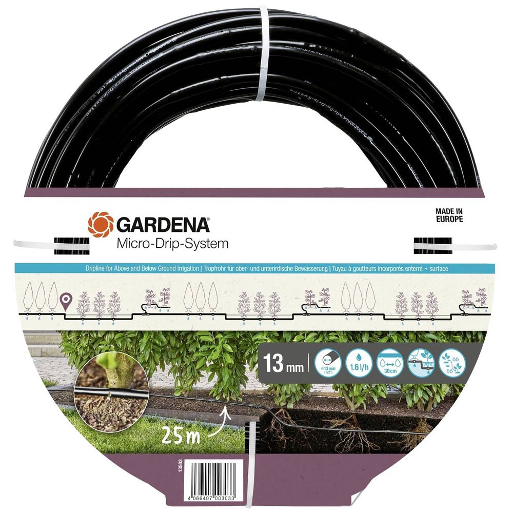 GARDENA Micro-Drip Soaker Hose 1/2" 25m Water-Saving Drip Tube