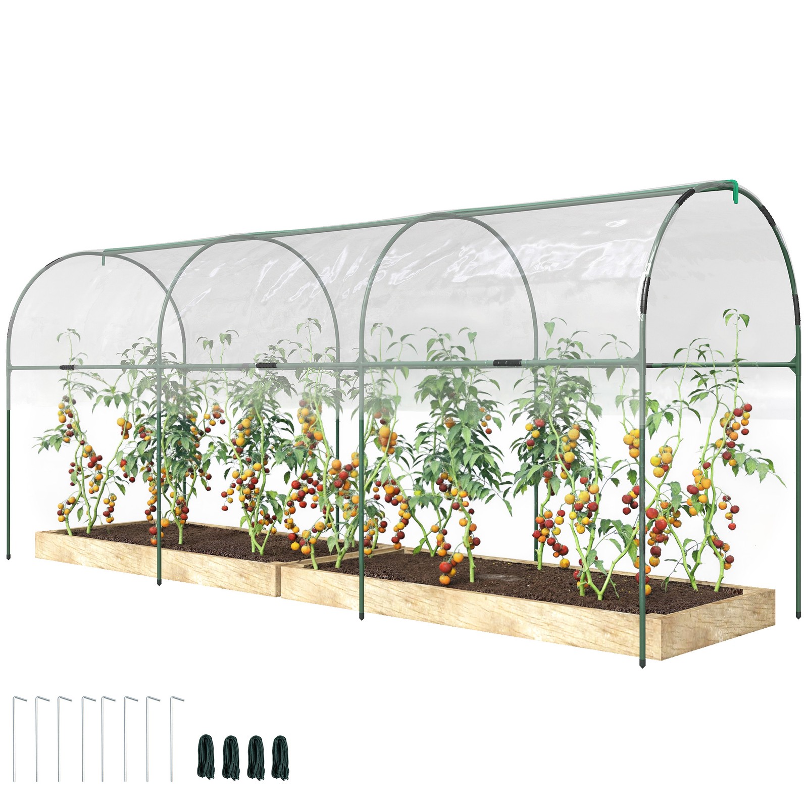 Outsunny Tomato Greenhouse with Top Tap, Pointed Bottom and Guy Ropes, Clear