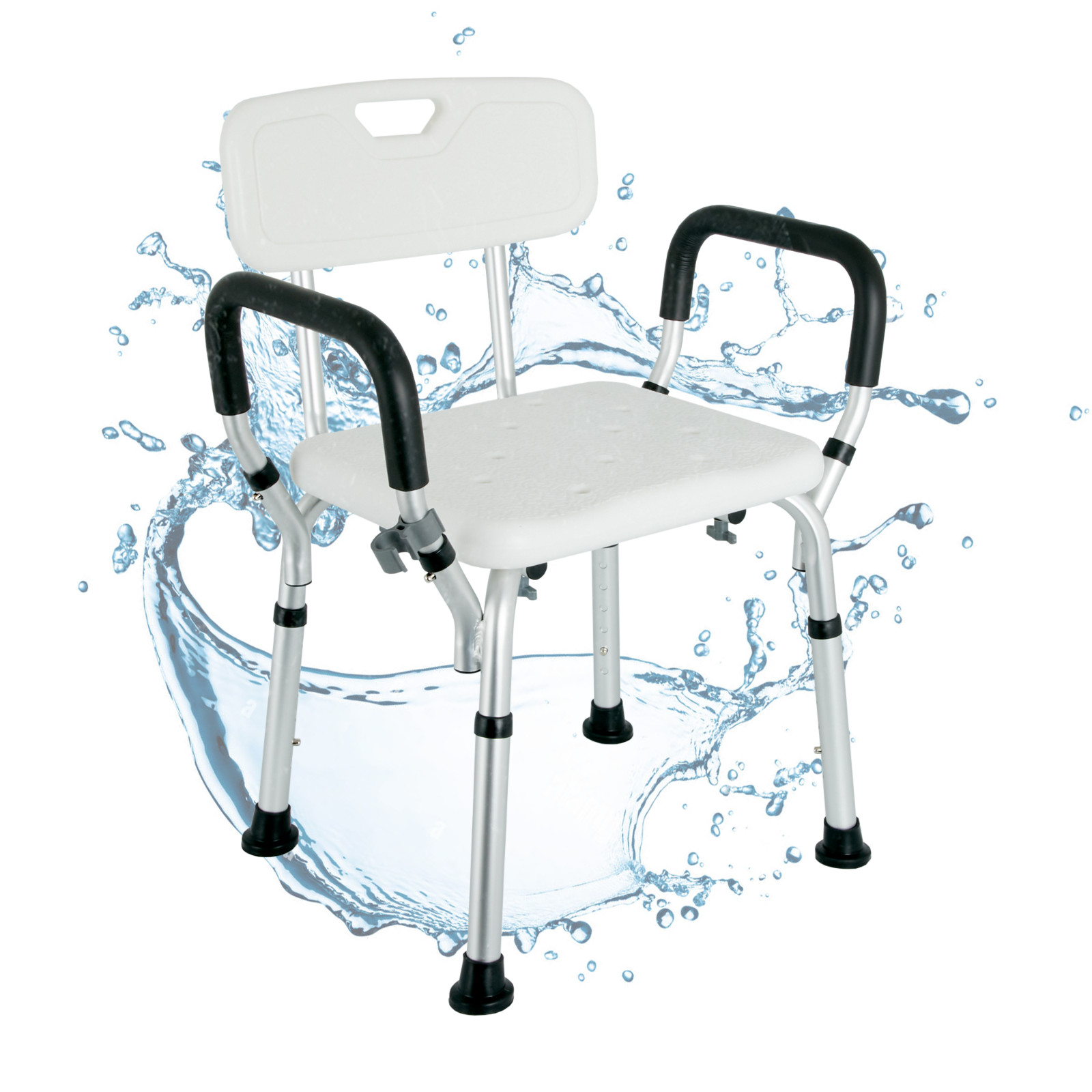 PORTABLE BATH CHAIR SHOWER STOOL SEAT BENCH BATHROOM ADJUSTABLE 5 HEIGHT STRONG
