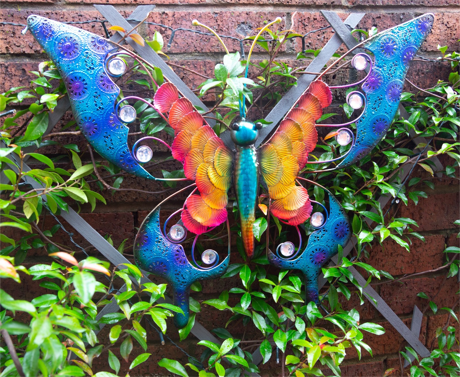 Garden Butterfly Wall Ornament Metal Colourful Wall Mounted Fixings Supplied