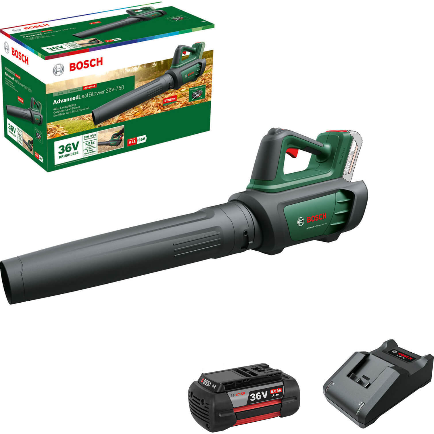 Bosch ADVANCEDLEAFBLOWER 36V-750 Brushless Garden Leaf Blower 1 x 6ah Li-ion