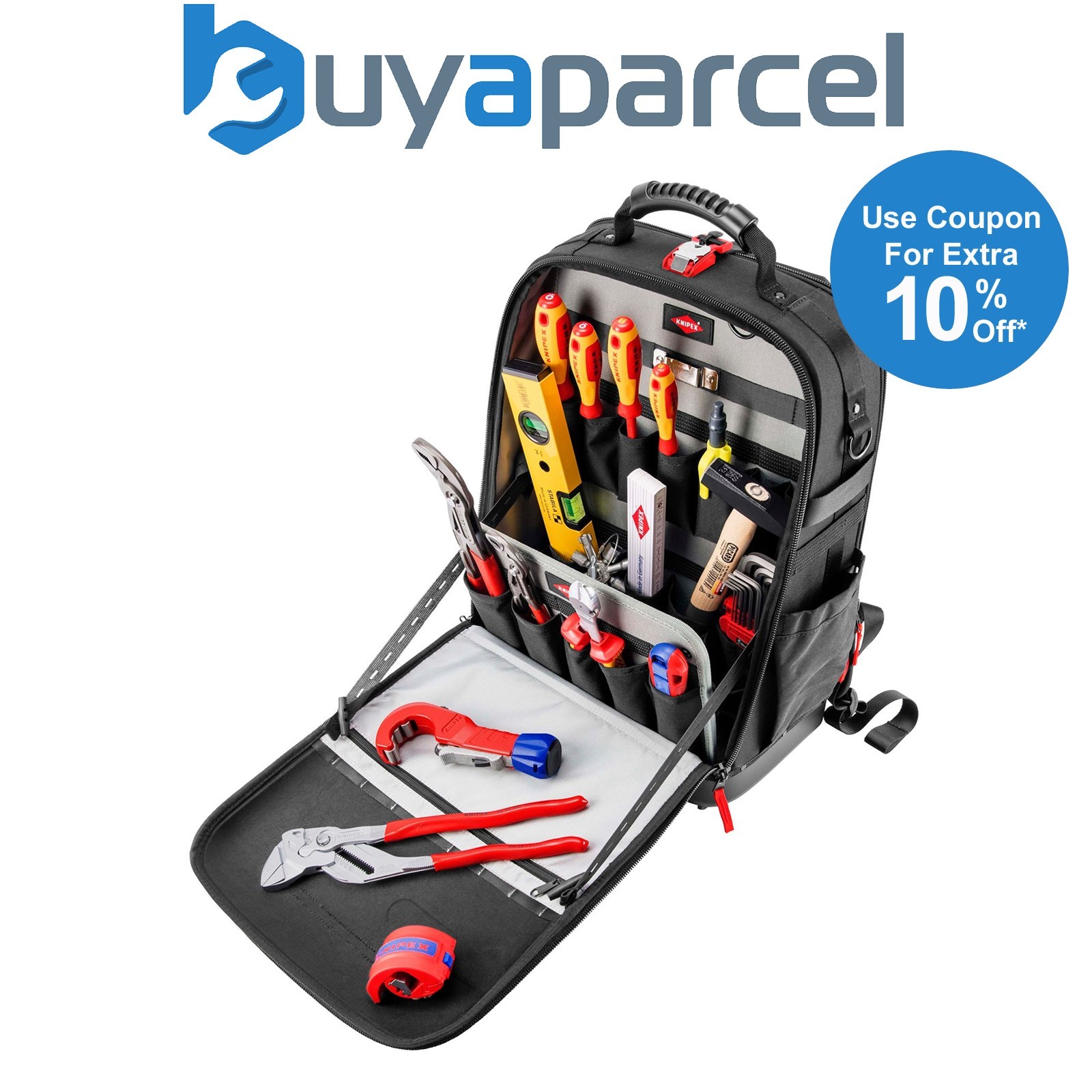 Draper 13176 KNIPEX 00 21 50 S Tool Backpack Modular X18 Plumbing, 17 Parts, 530