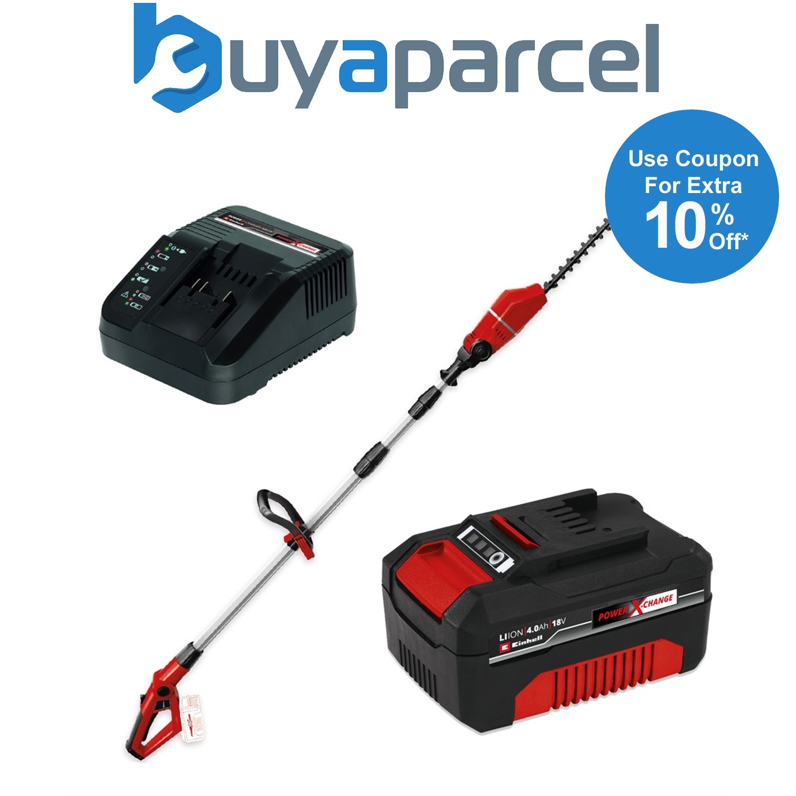 Einhell GE-HH 18/45 18v Telescopic Cordless Pole Hedge Cutter Trimmer Long 4.0ah