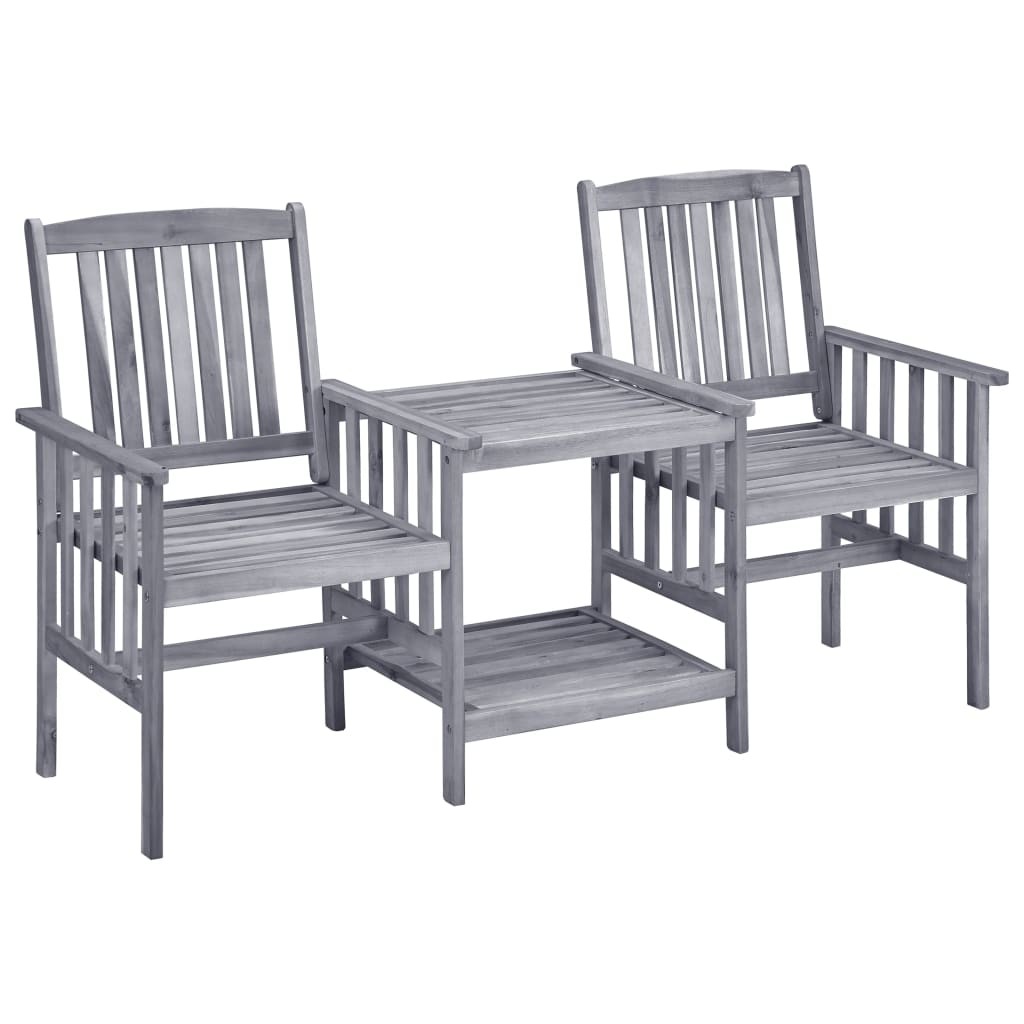 Solid Acacia Wood Garden Chairs with Tea Table Dining and Chair vidaXL