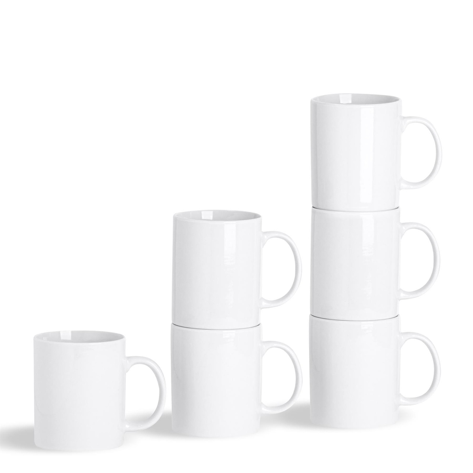 12x Classic White Mugs Porcelain Tea Coffee Hot Drinks Cups 285ml