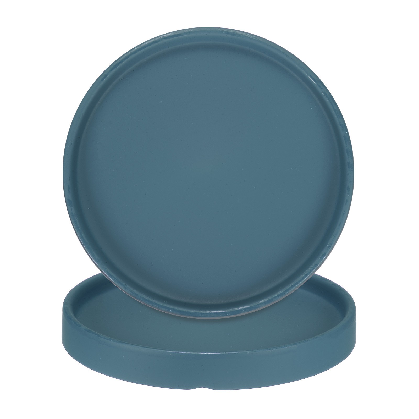 2-Pack Ceramic Plant Saucer, 6.3 Inch Saucer Drip [Round Dark Blue]