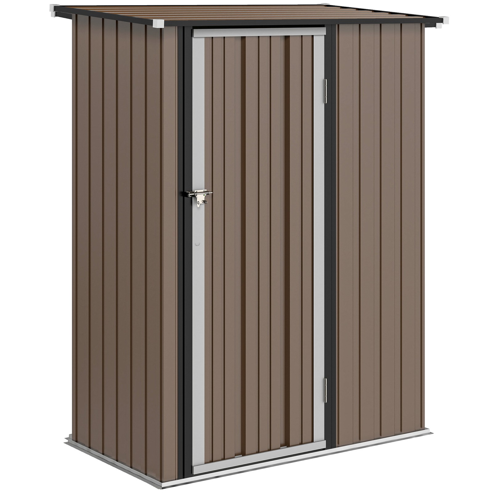 Outsunny Outdoor Storage Shed Steel Garden Shed w/ Lockable Door Brown