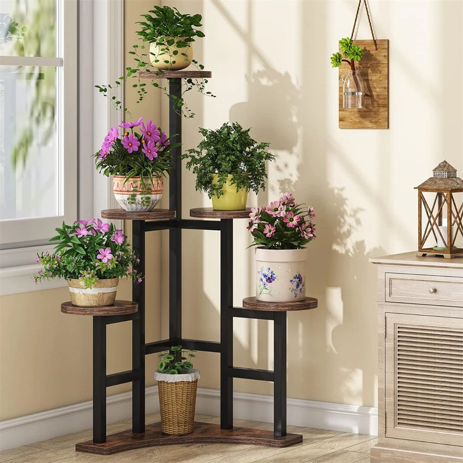 6 Tier Plant Holder Corner Planter Display Rack Potted Flowers Organizer Stand
