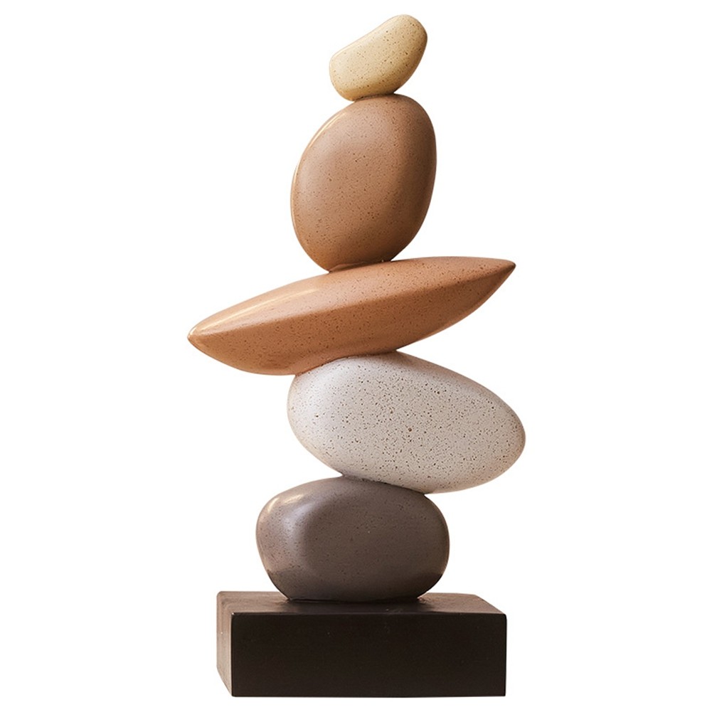 Modern Resin Stacked Stones Sculpture - Abstract Balanced Rock Art for3162