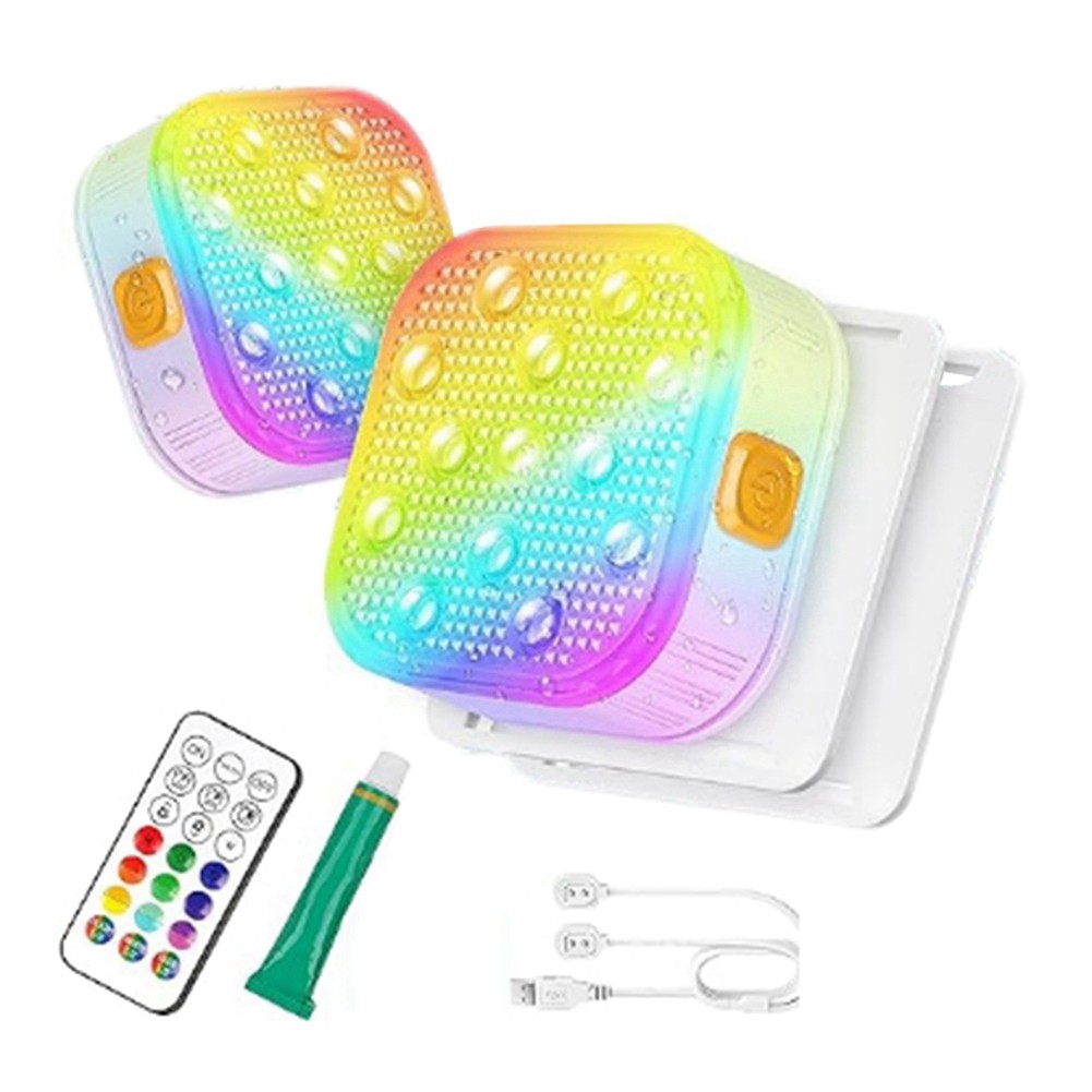 2pcs Rechargeable Submersible Pool Lights with Remote, IP68 16 Color4886