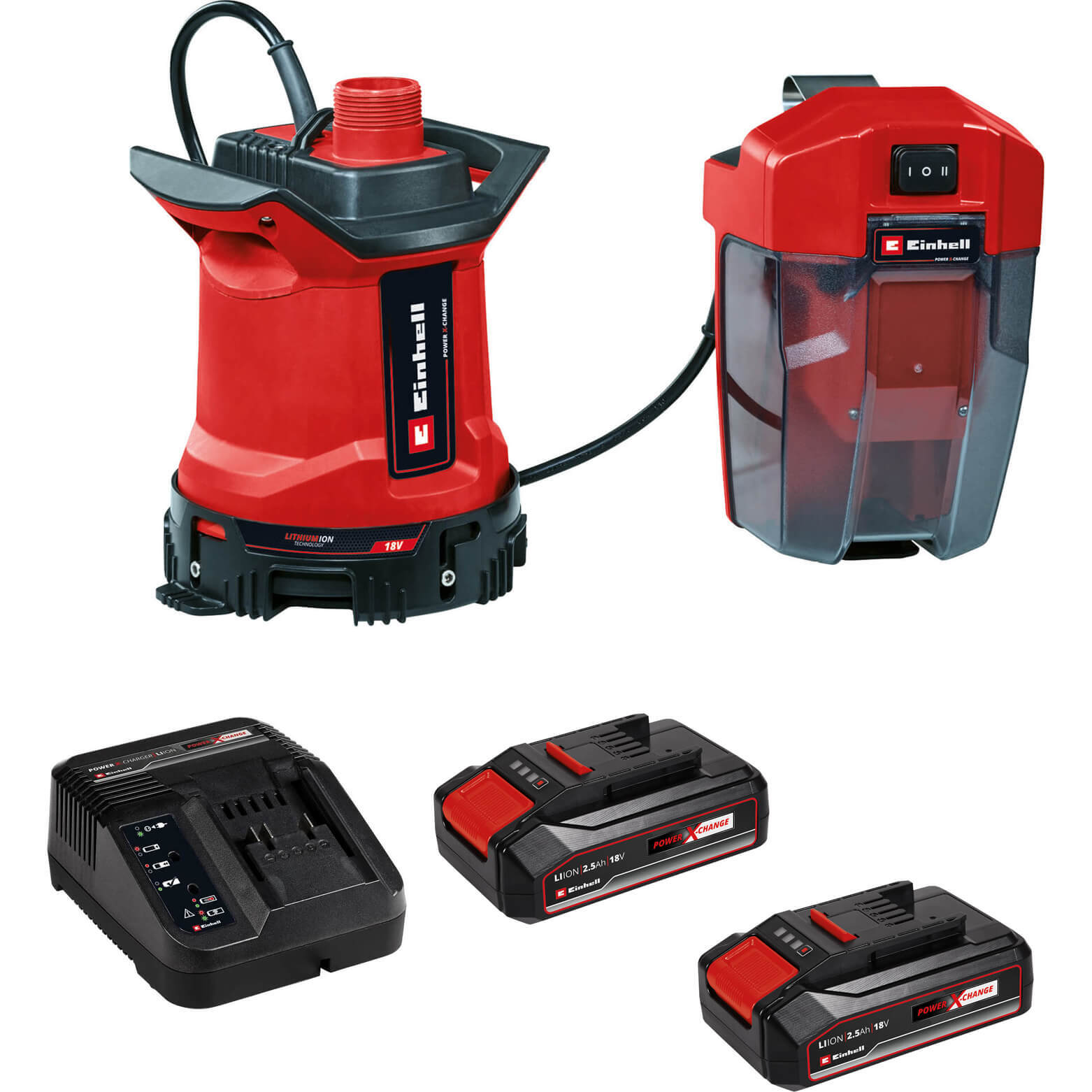 Einhell GE-DP 18/25 LL Li 18v Cordless Low Level Dirty Water Pump 7000 l/h 2 x 2