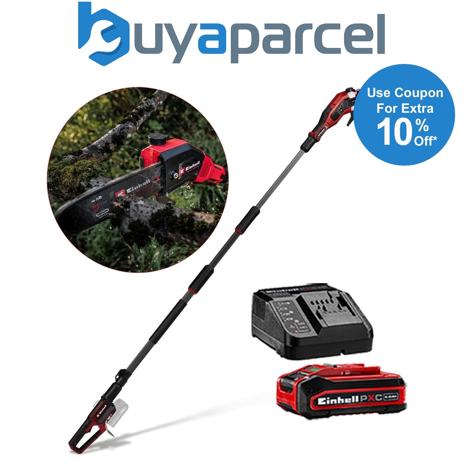 Einhell Professional 18v PXC Telescopic Pole Saw Pruner GP-LC 18/20 + 4AH Kit