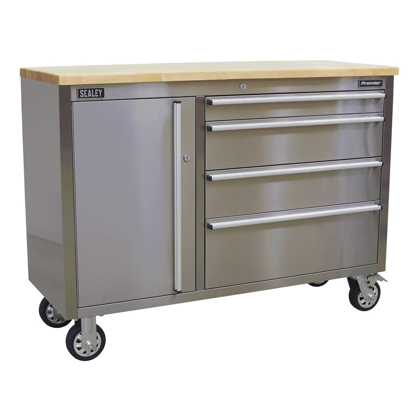 Sealey Mobile Stainless Steel Tool Cabinet 4 Drawer - AP4804SS