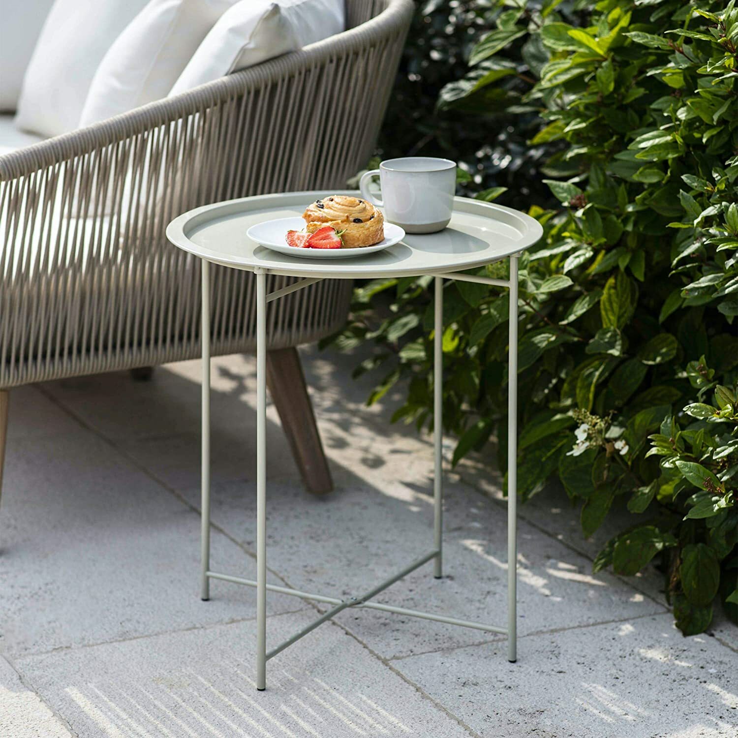Patio Bistro Garden Table Outside Clay Metal Steel Round Folding Outdoor Tables