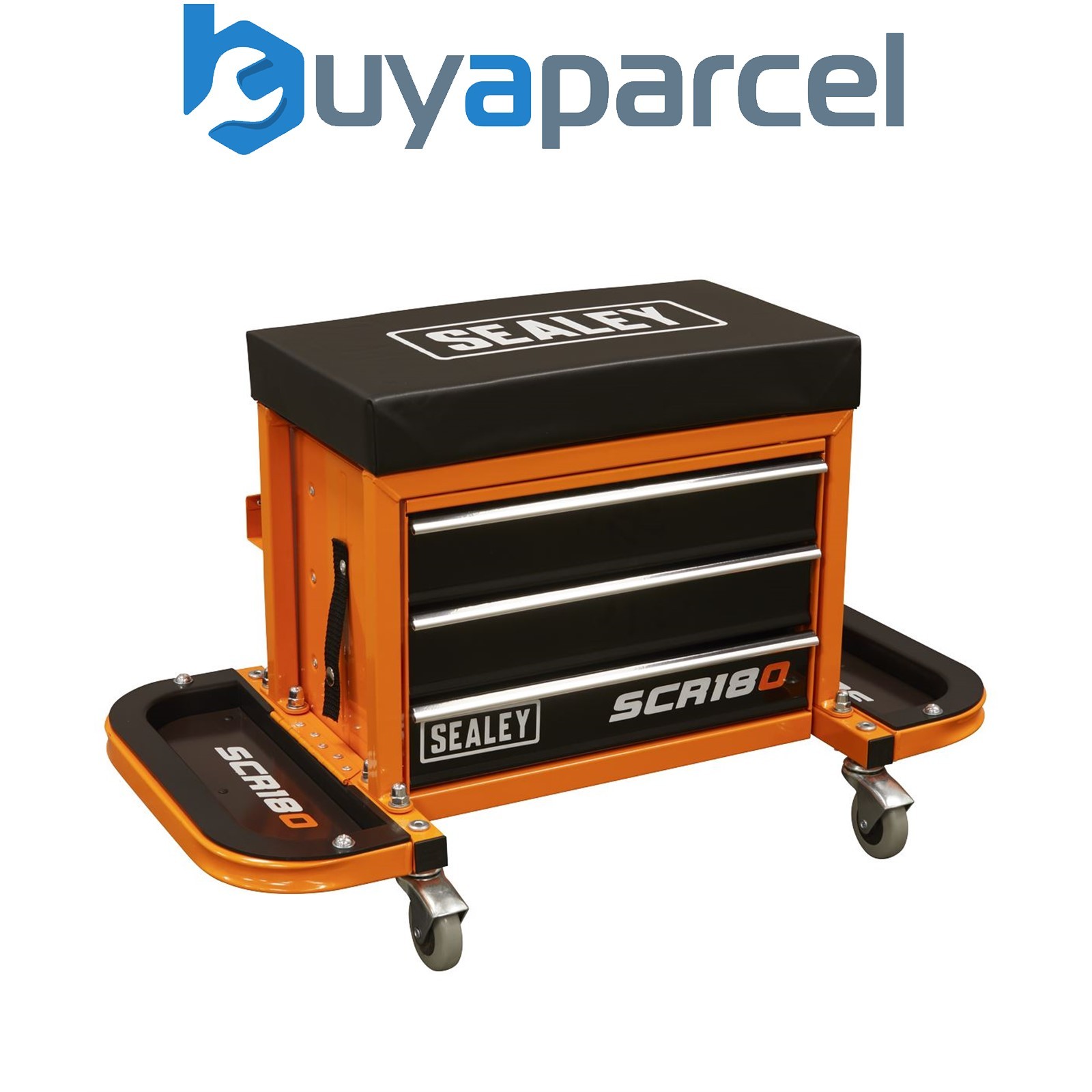 Sealey SCR18O Mechanic's Utility Seat & Toolbox - Orange