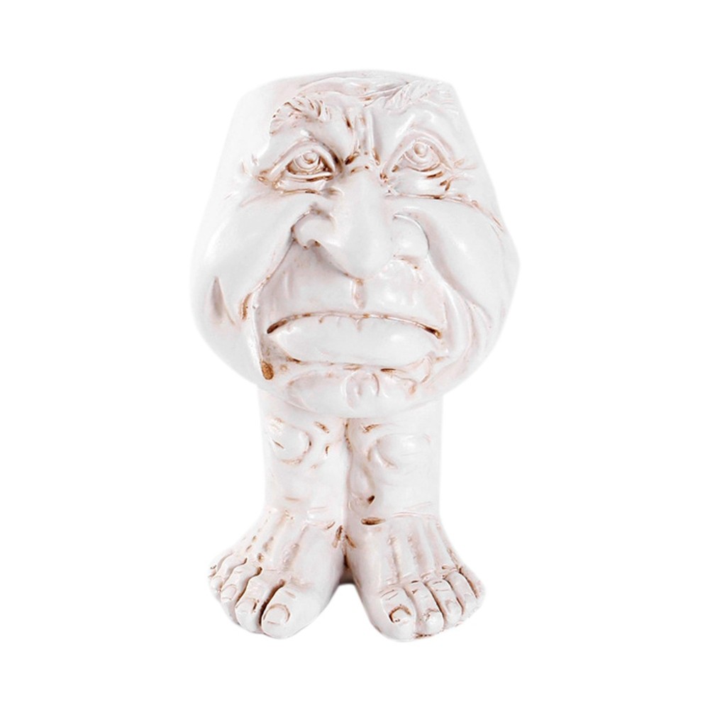 3X(Funny Face Resin Sculpture in Flower Pot with Funny Expression Garden5322