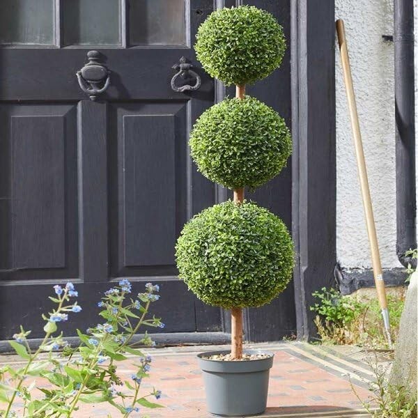 1.2m Artificial Outdoor Tree Plant Fake Potted Topiary Ball Trio Large 120cm