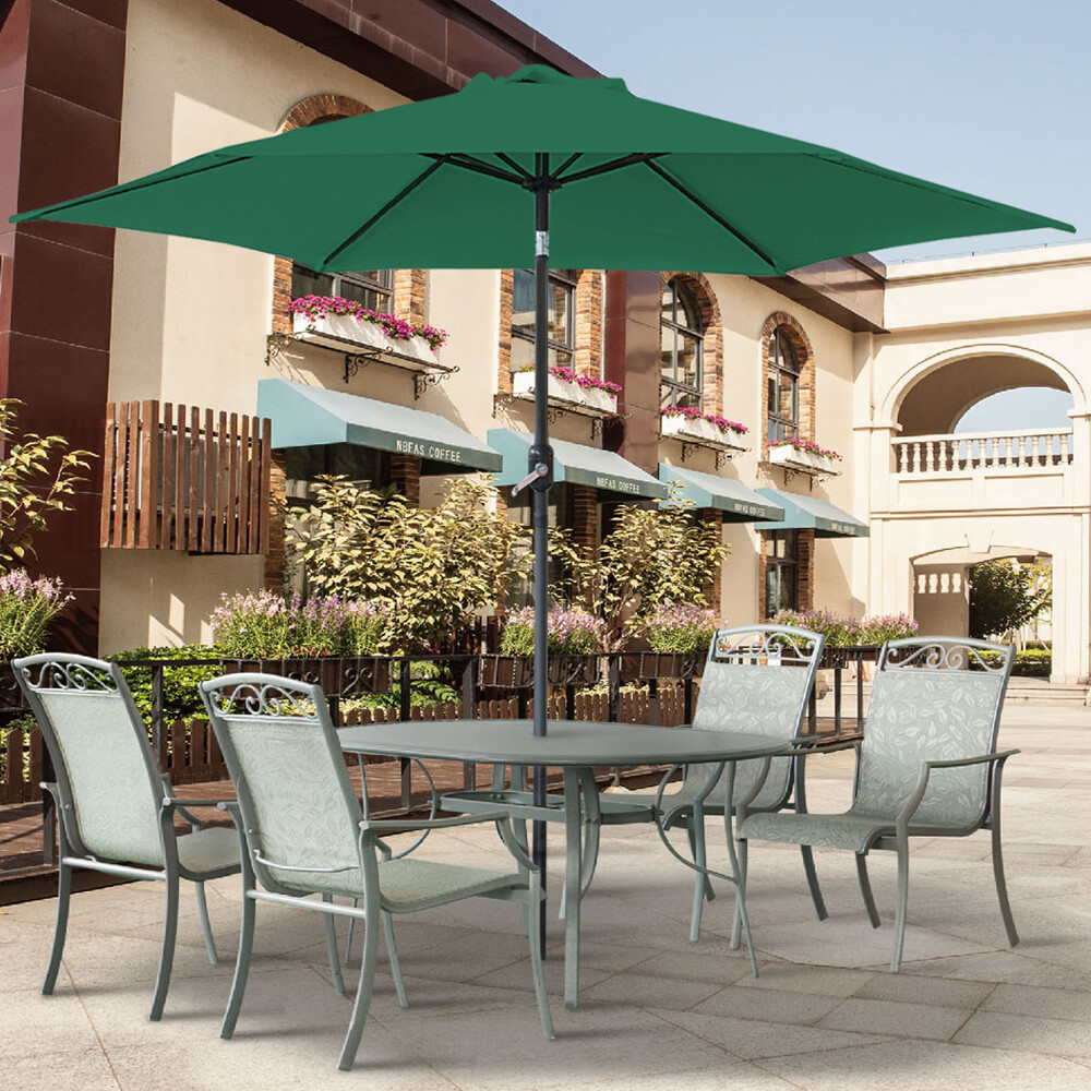 Garden Round Parasol Patio Outdoor Umbrella Sun Shade Aluminium Crank Tilt 2.5M