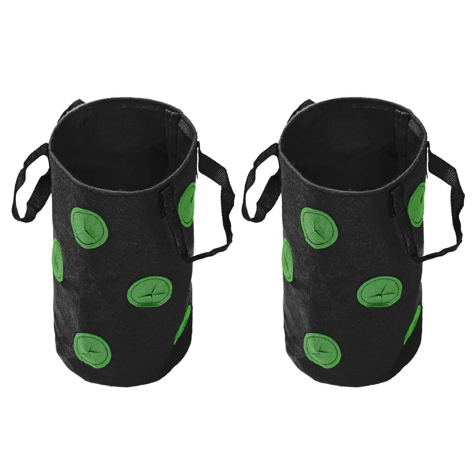 2Pcs Hanging Felt Fabric Strawberry Grow Bag 3 Gallon with 12 Holes Black
